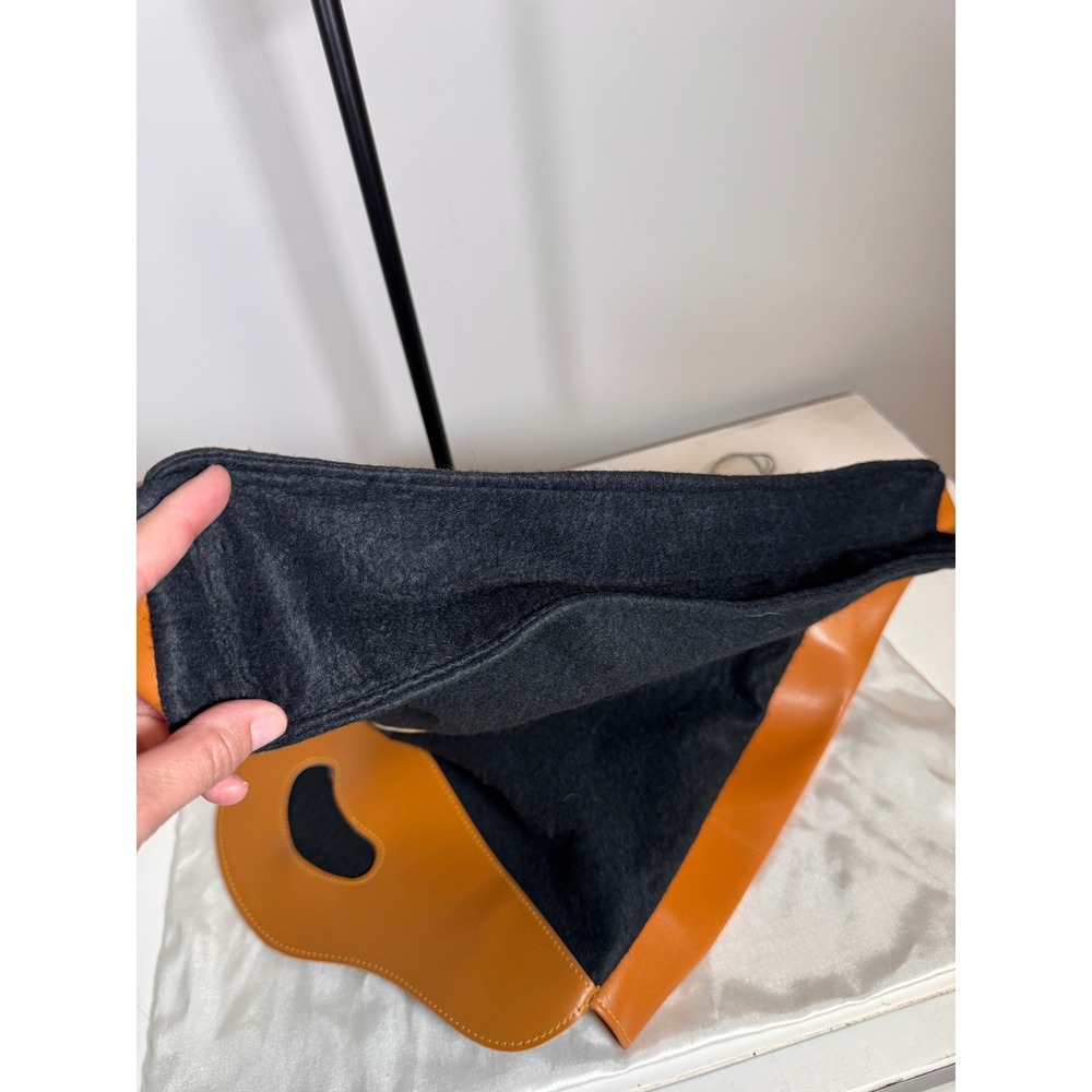 Gucci Vintage 70's Black Wool Felt Leather Cutout Handle Tote Bag with COA - Picture 7 of 11
